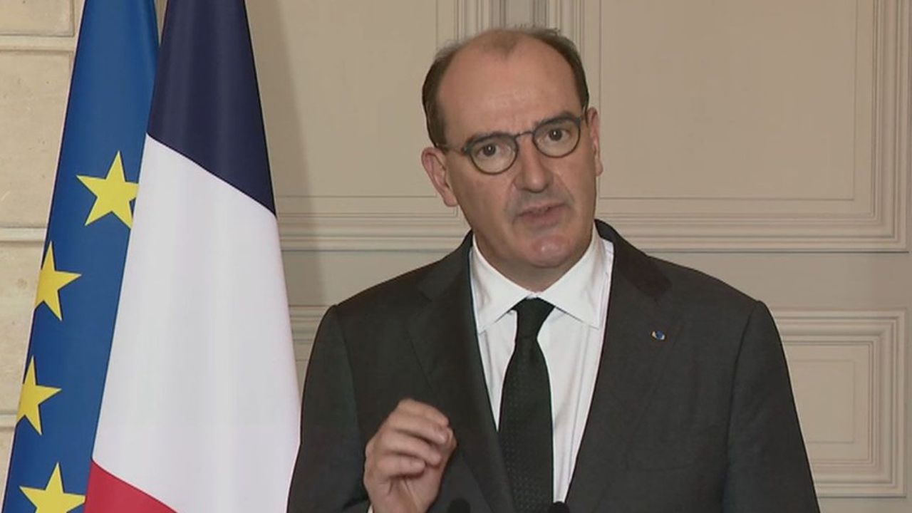 El primer ministre francès, Jean Castex durant la compareixença televisiva d'aquest dijous.