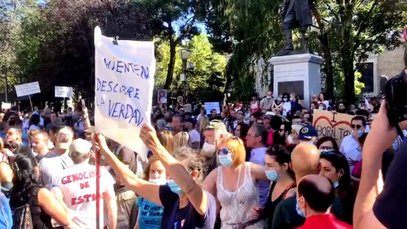 Una manifestació negacionista celebrada a Espanya.