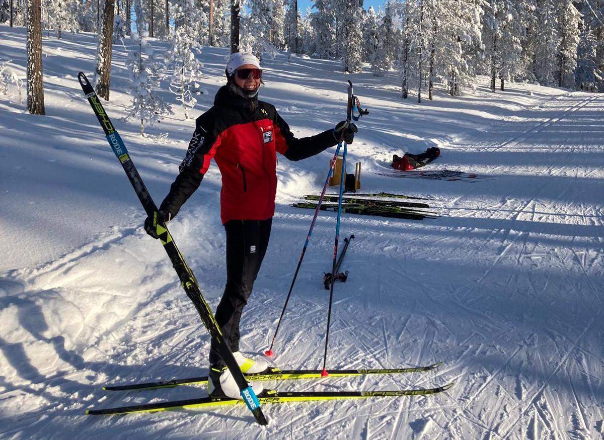 Carola Vila en un descans dels entrenaments a Oberstdorf.