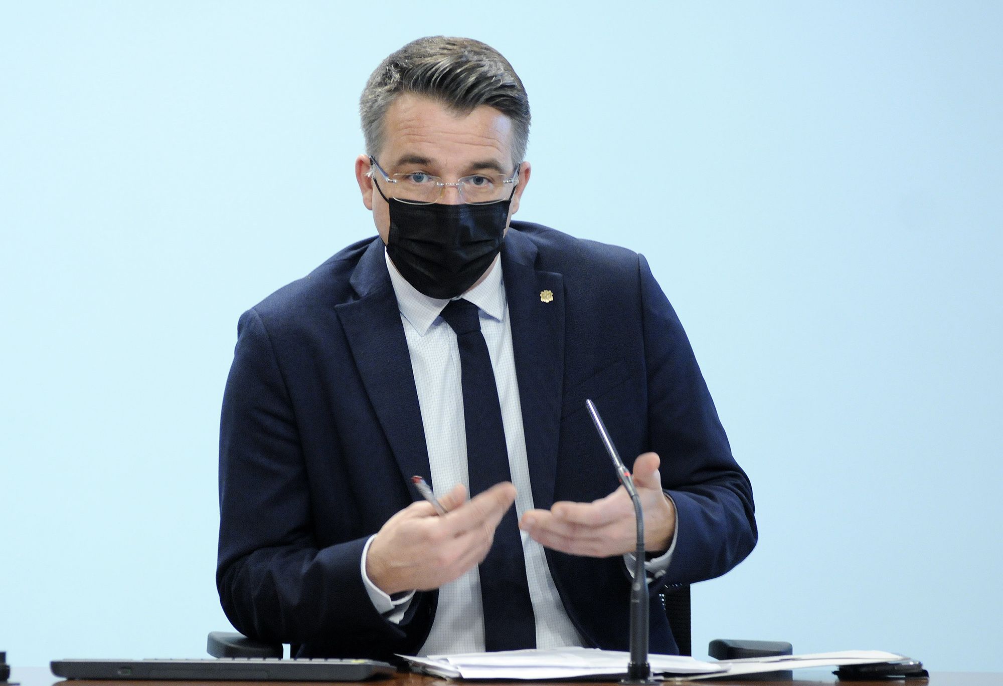 El secretari d'Estat d'Igualtat i Participació Ciutadana, Marc Pons, durant una roda de premsa