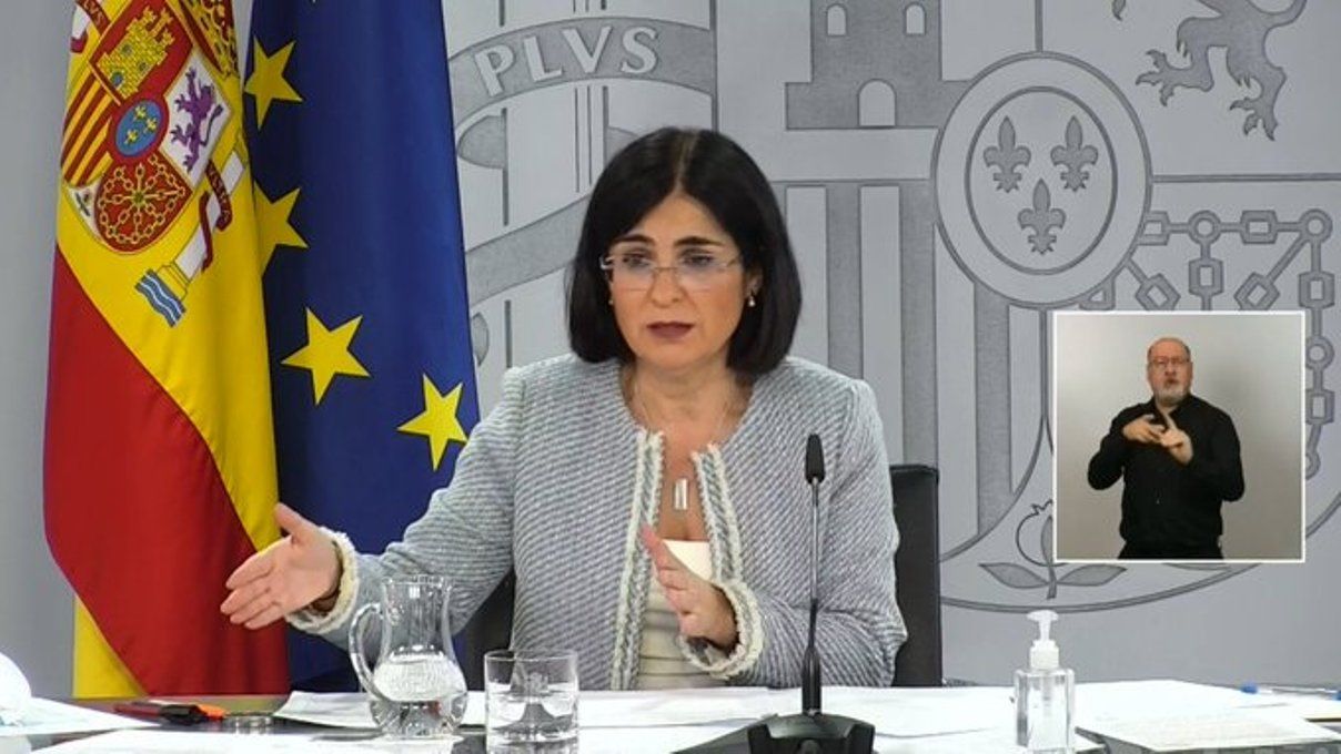 La ministra espanyola de Sanitat, Carolina Darias durant la seva intervenció d'aquest dimecres.