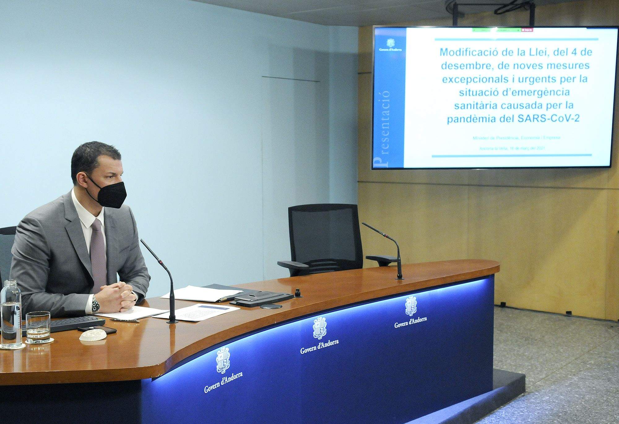 El ministre de Presidència i Economia, Jordi Gallardo, durant la compareixença.