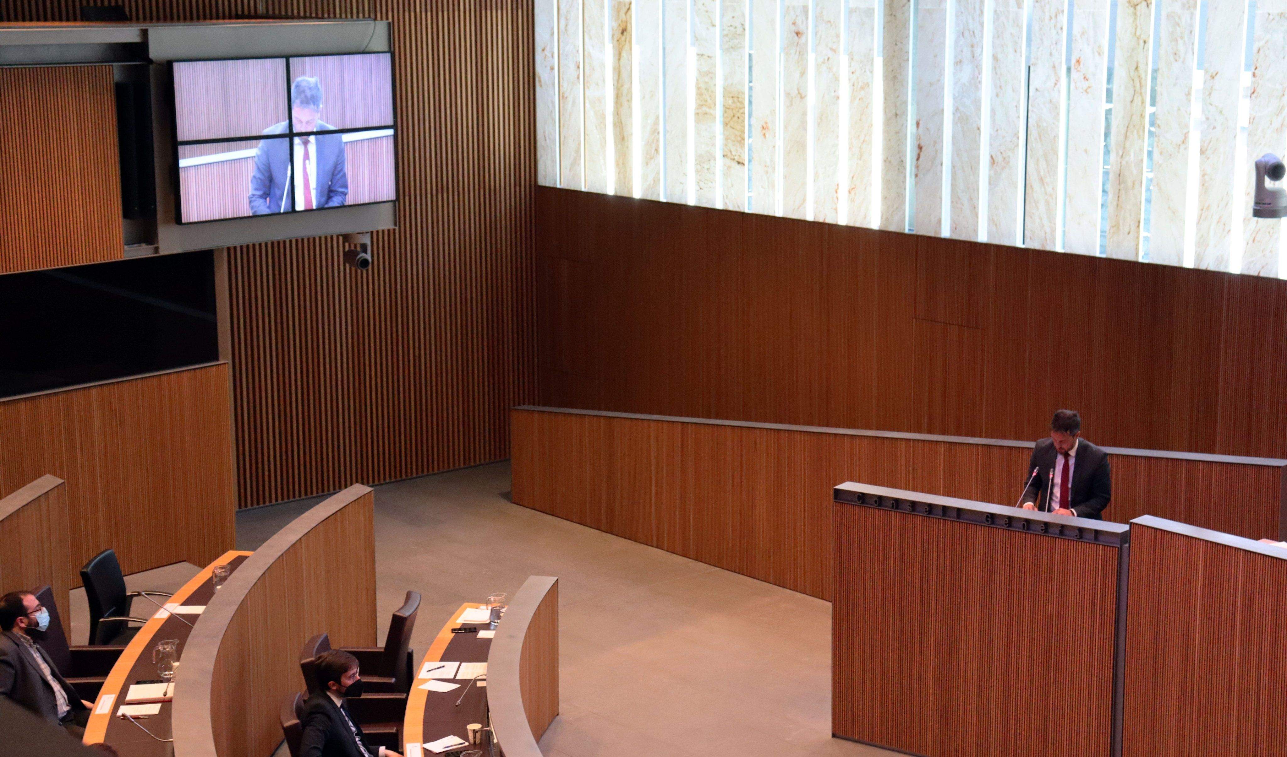 Pere López, crític amb Govern, durant la seva intervenció al Consell General.