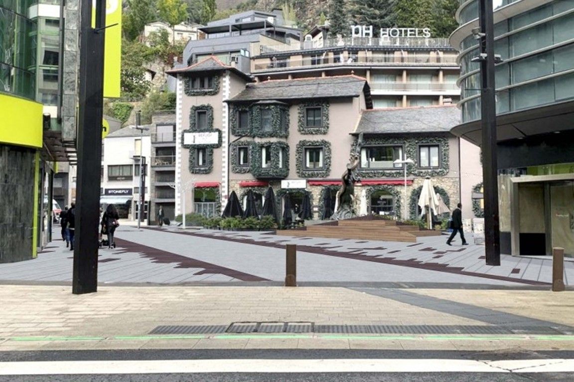 La simulació mostra com quedarà la plaça després de les obres.