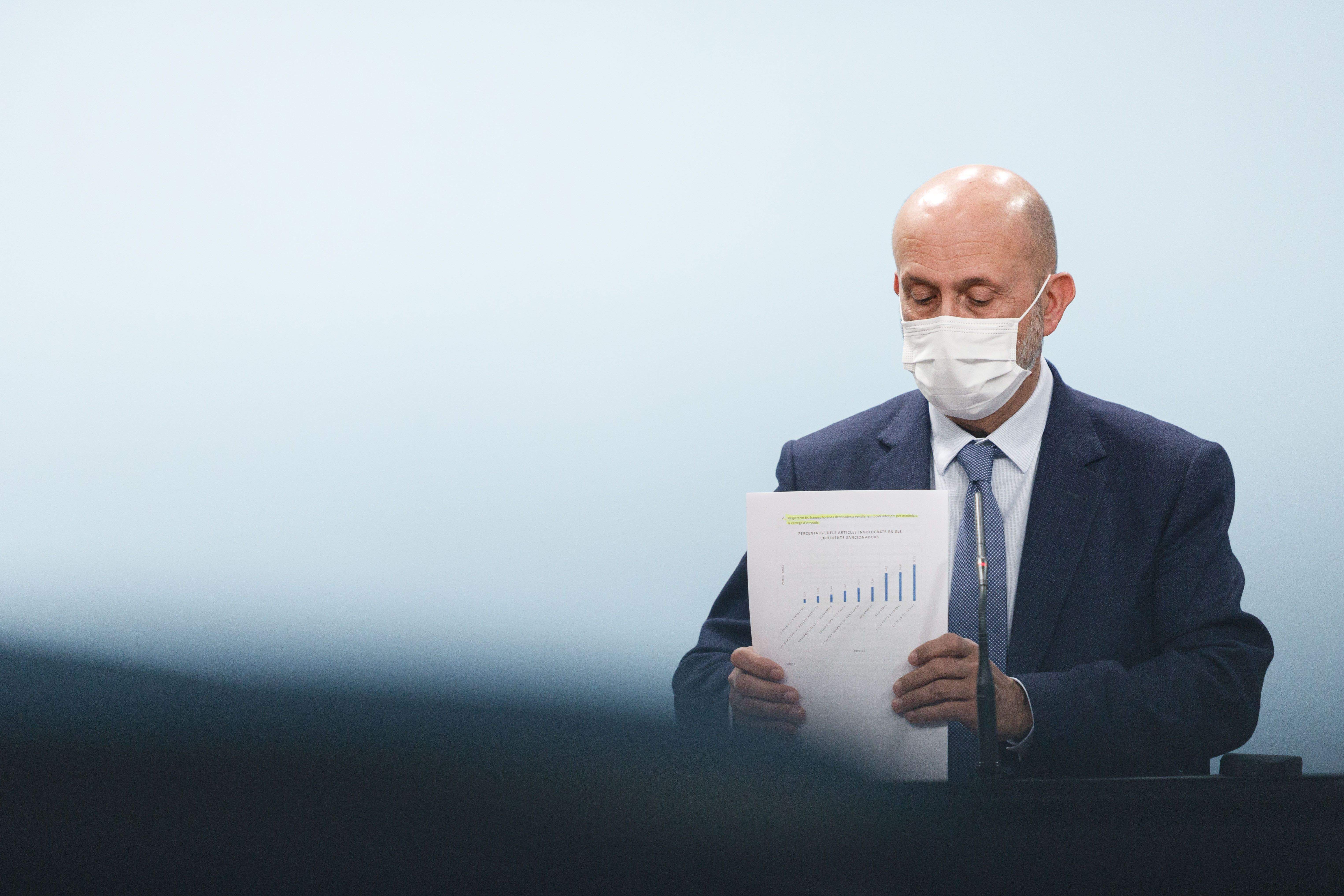 El ministre de Salut, Joan Martínez Benazet, a una compareixença.