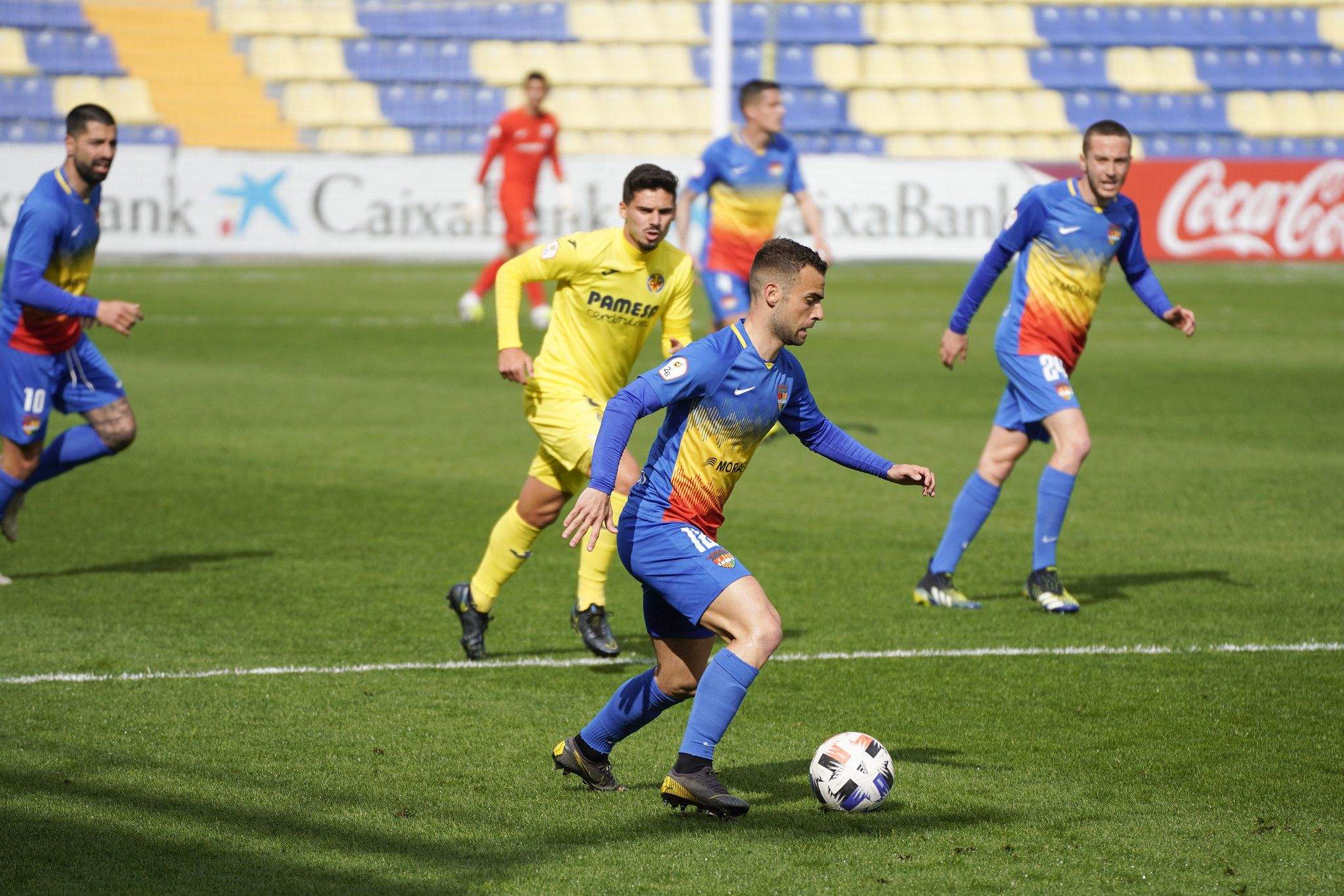 Un instant del partit contra el Vila-real B a la ciutat esportiva dels groguets.