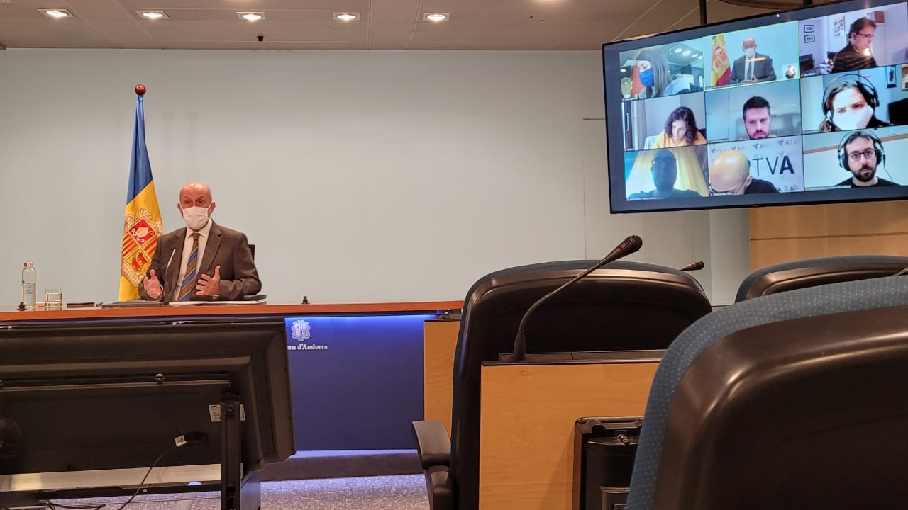 El ministre de Salut, Joan Martínez Benazet, a la compareixença d'avui.