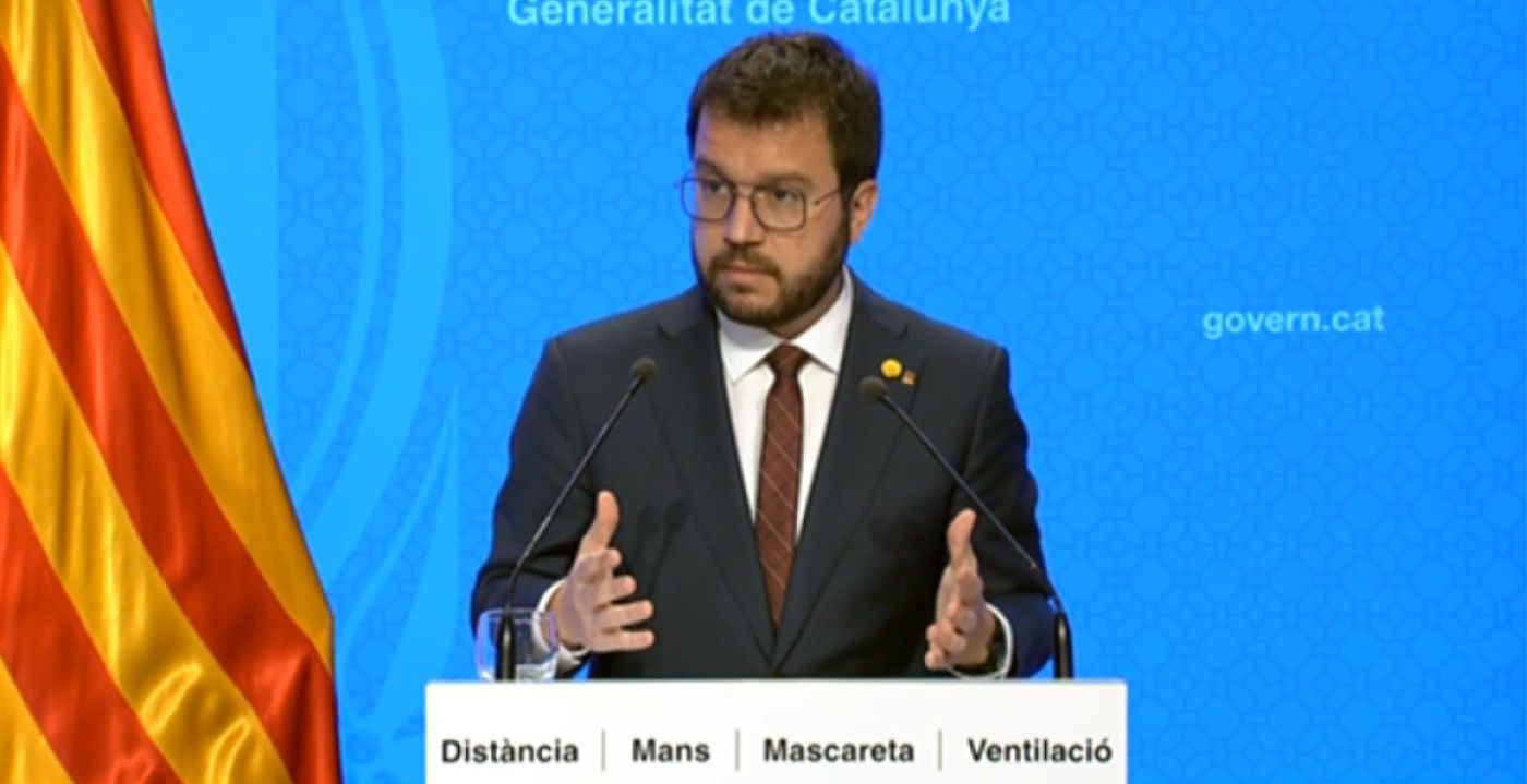 Pere Aragonés, durant la roda de premsa on s'ha anunciat la decisió.