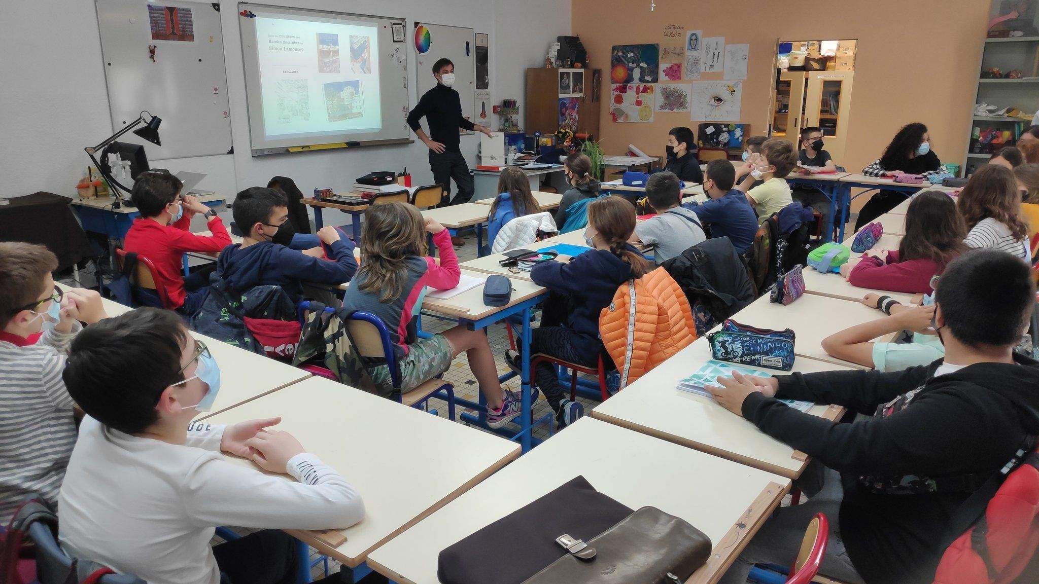 Simon Lamouret en una classe aquest dimarts.