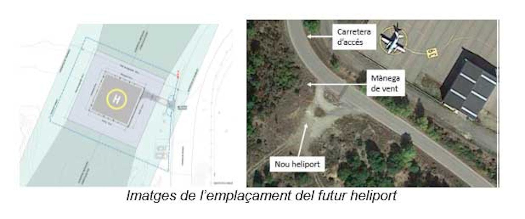 Mapa amb la ubicació del futur heliport de l'aerport Andorra-la Seu.