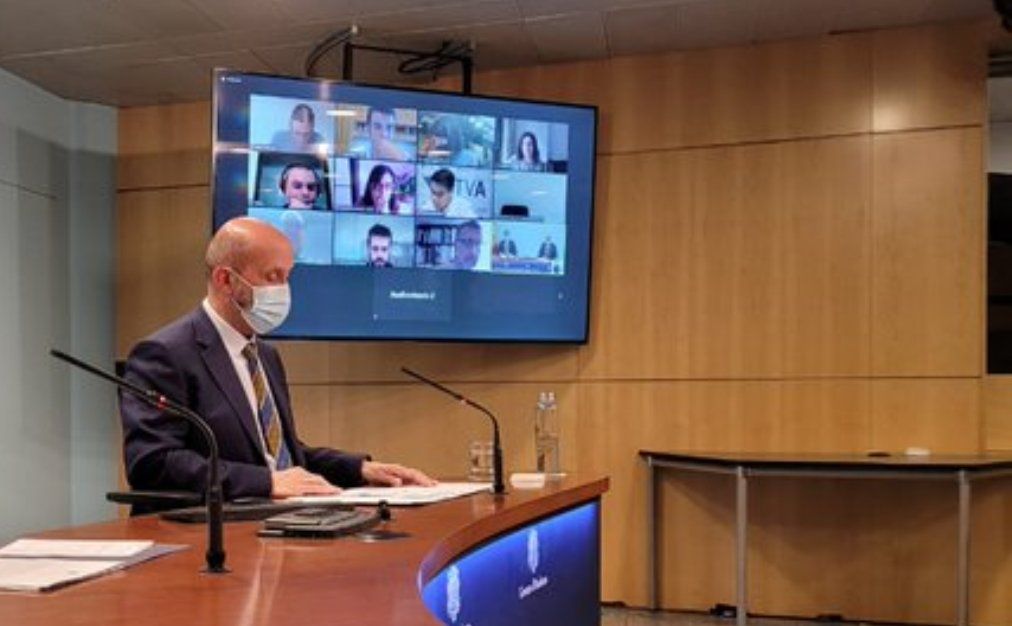 El ministre de Salut, Joan Martínez Benazet  durant la roda de premsa d'aquest dimecres.