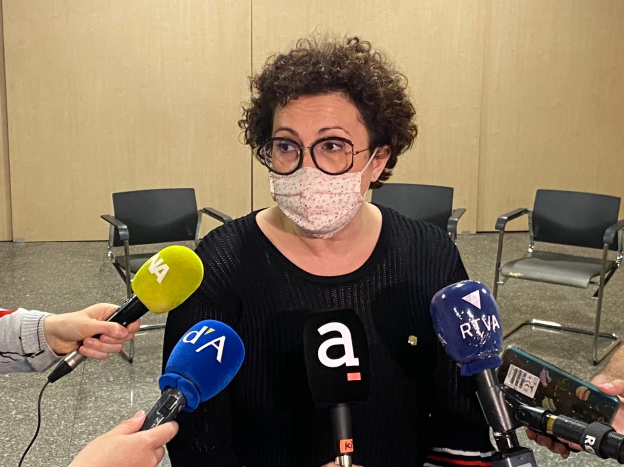 La ministra, Judith Pallarés, a la roda de premsa d'avui