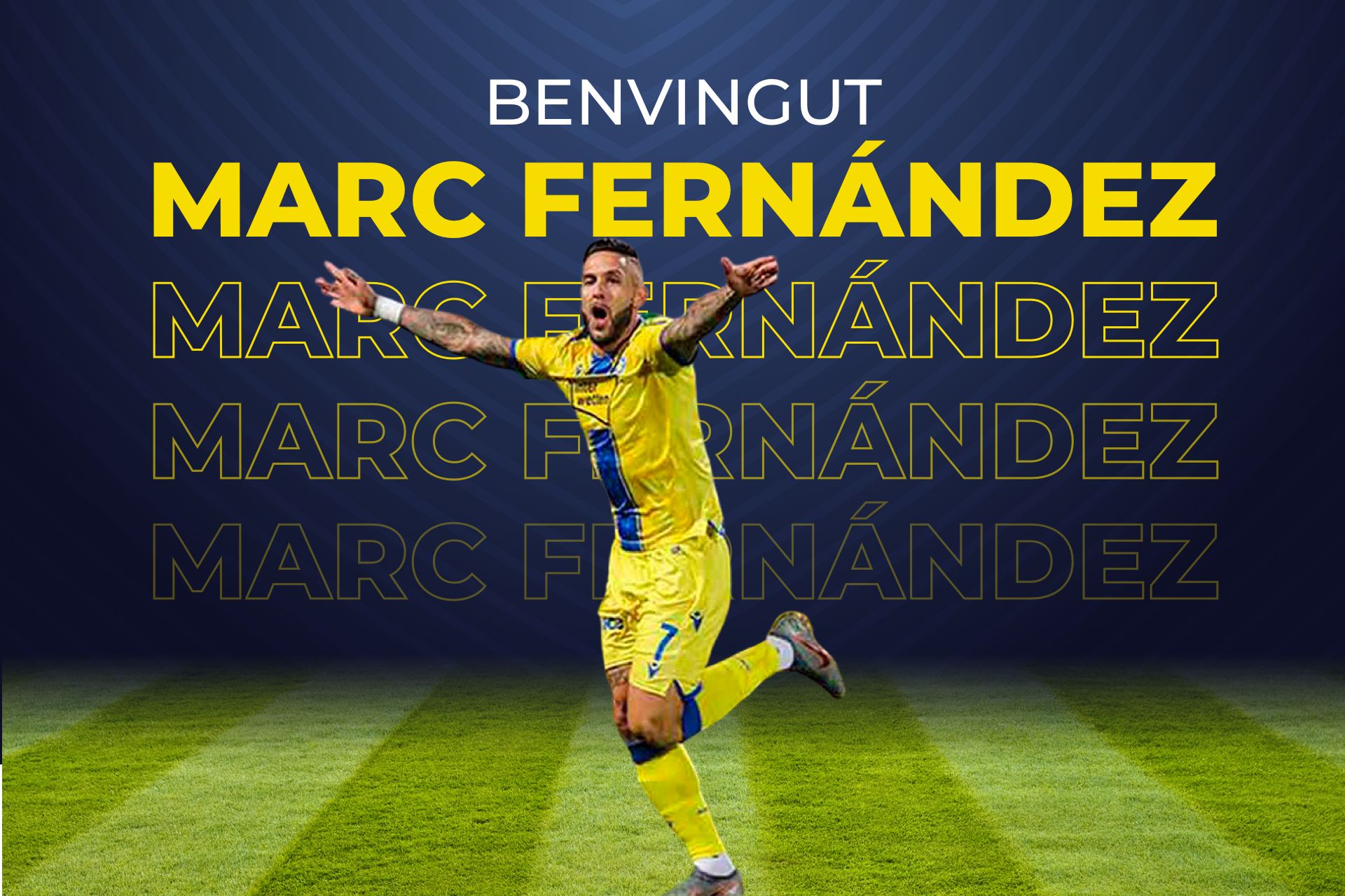 El muntatge amb el qual l'Andorra dona la benvinguda a Marc Fernández.