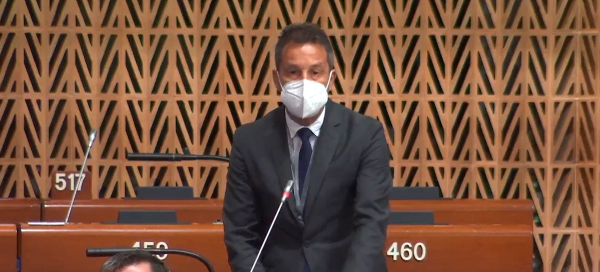 Pere López, durant la seva intervenció al Consell d'Europa.