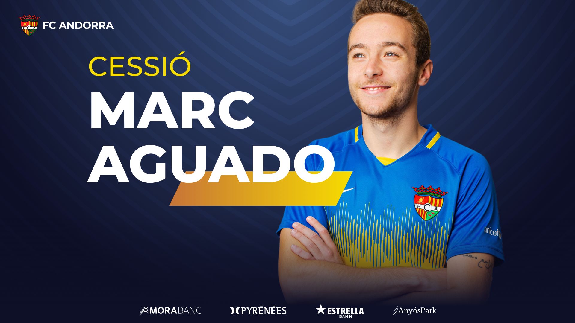 El missatge amb què l'Andorra ha fet oficial la continuïtat de Marc Aguado.