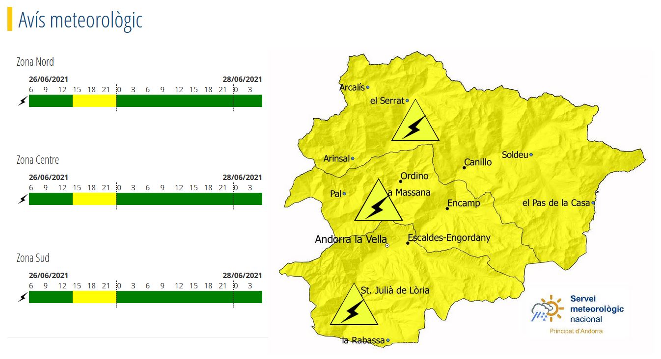 Mapa de previsió meteorològica per aquest dissabte.