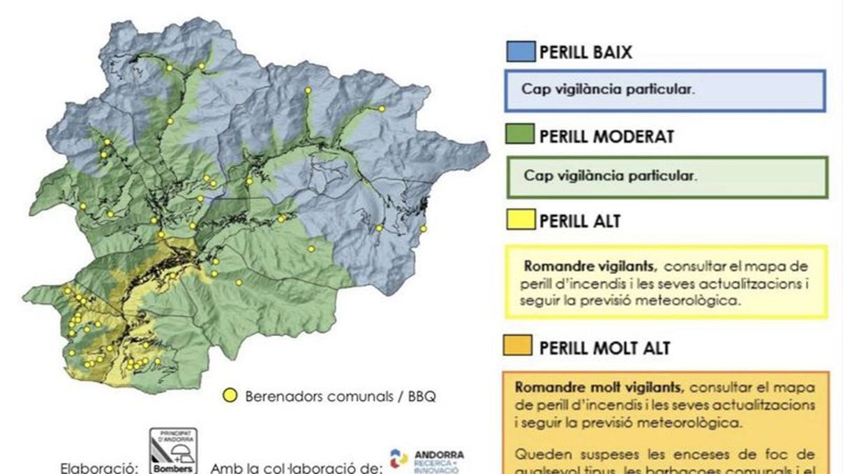 Mapa del risc d'incendi forestal.