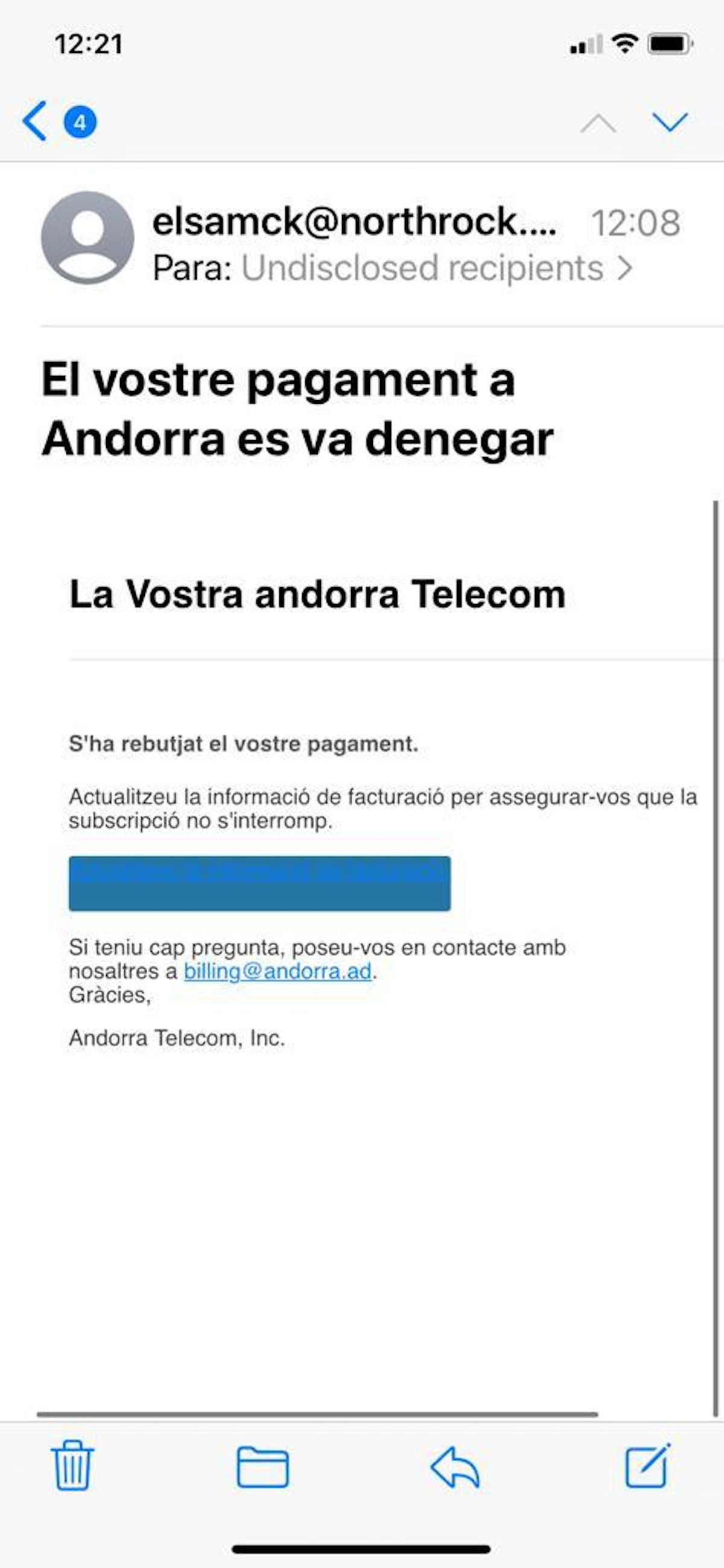 El missatge amb el qual s'intenta aconseguir dades.