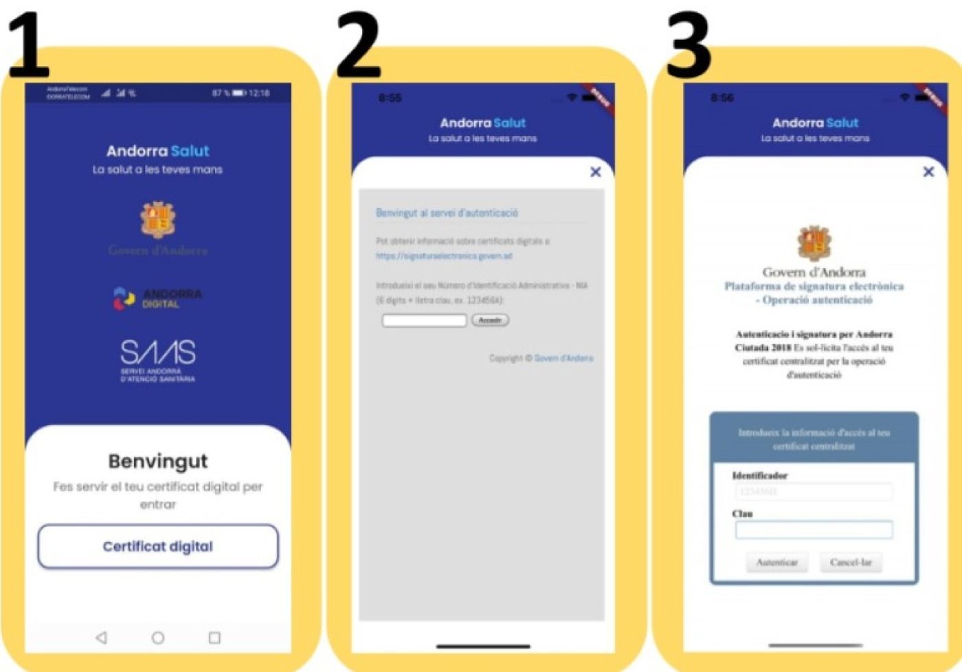 Vàries de les pantalles de la nova App.