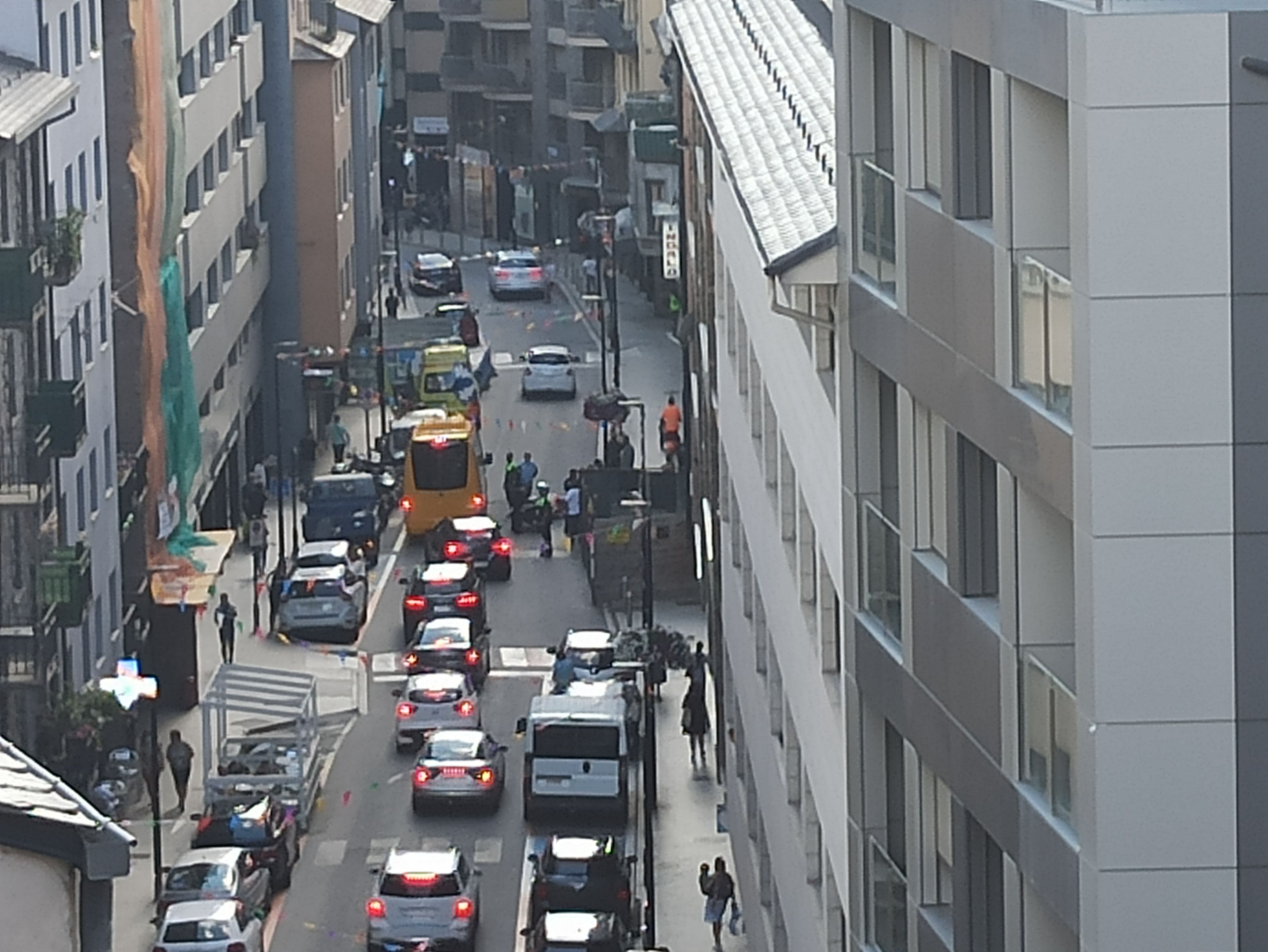 Retenció i punt de l'atropellament a Andorra la Vella