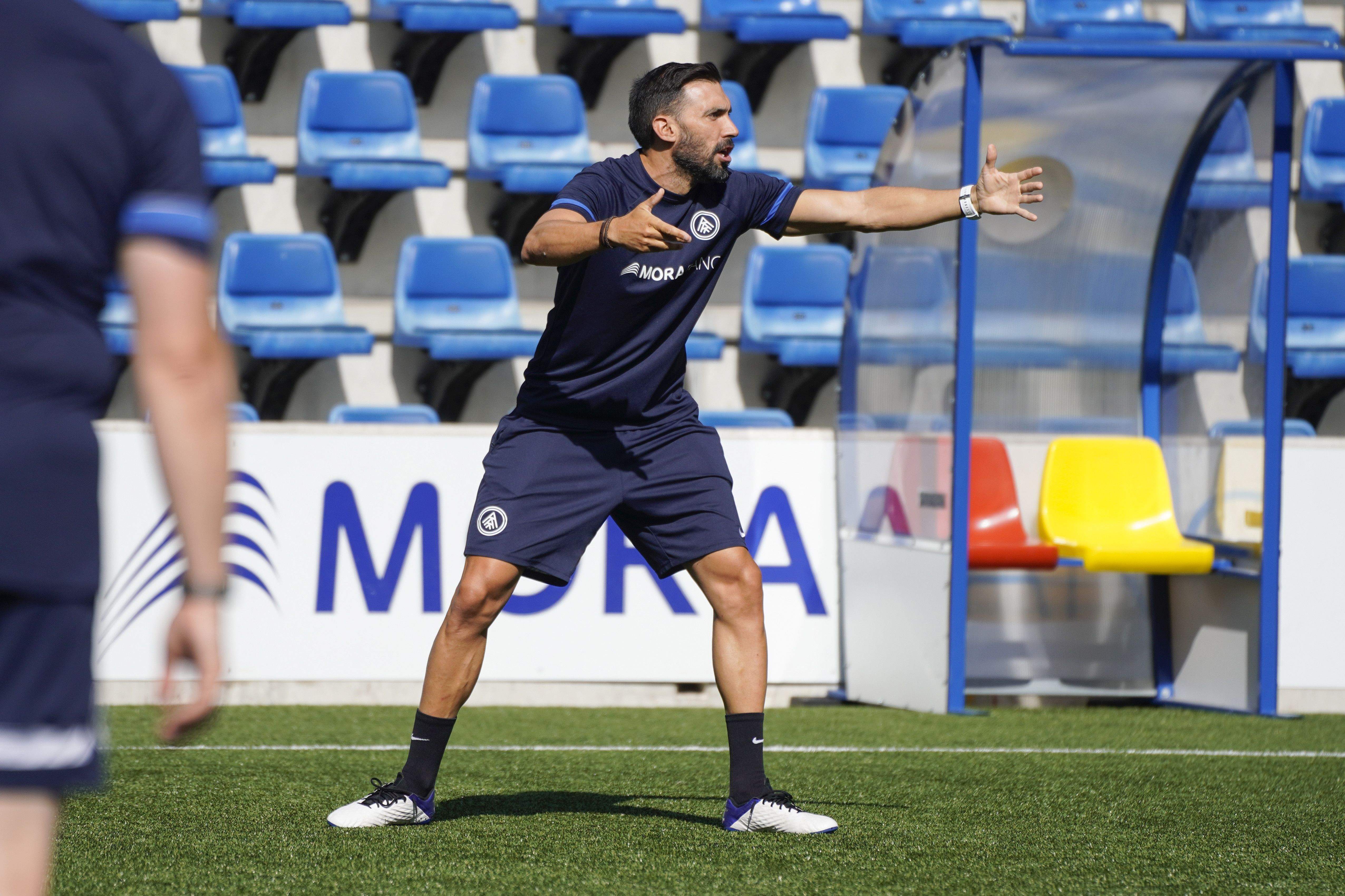 Eder Sarabia, durant l'entrenament d'aquest dimecres.