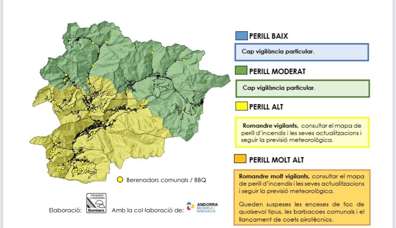 Mapa del risc d'incendi forestal.