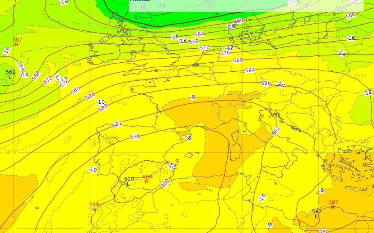 Mapa de previsió meteorològica per aquest dissabte.