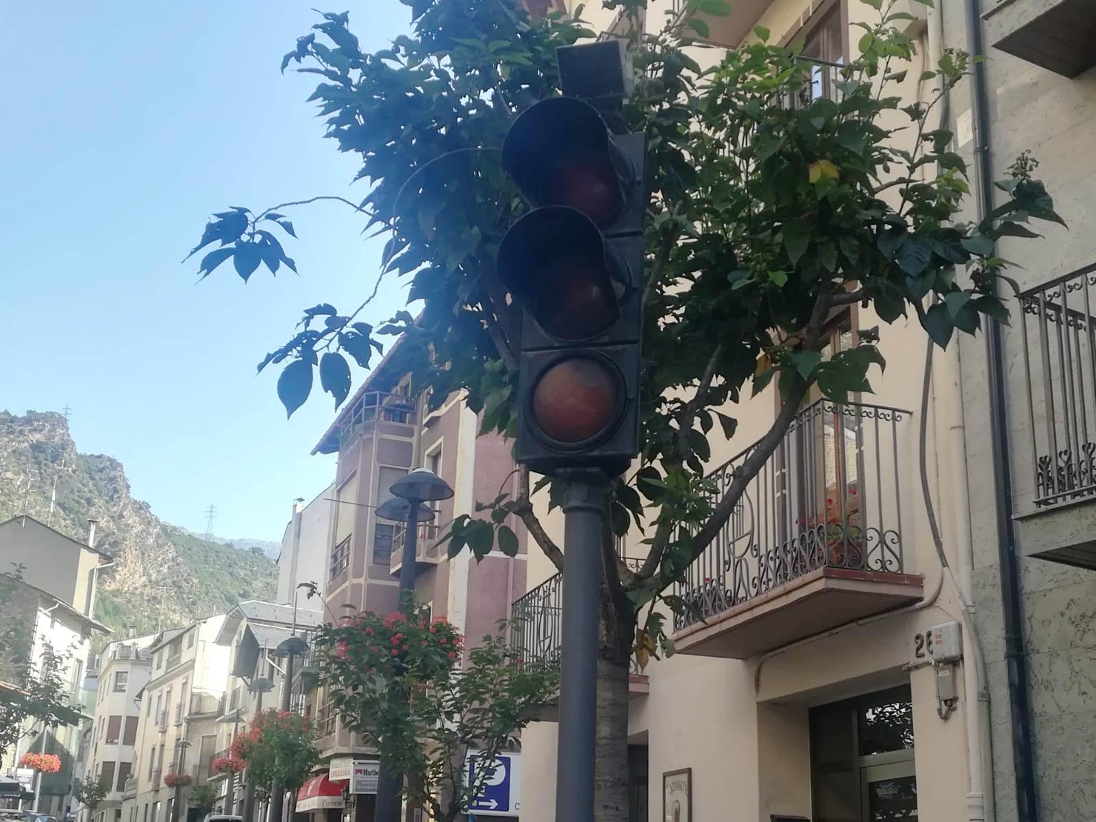 El semàfor de l'avinguda Verge de Canòlich.