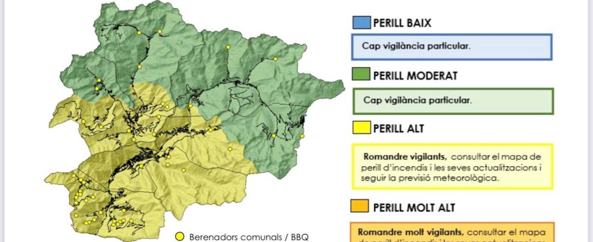 Mapa del risc d'incendi forestal.