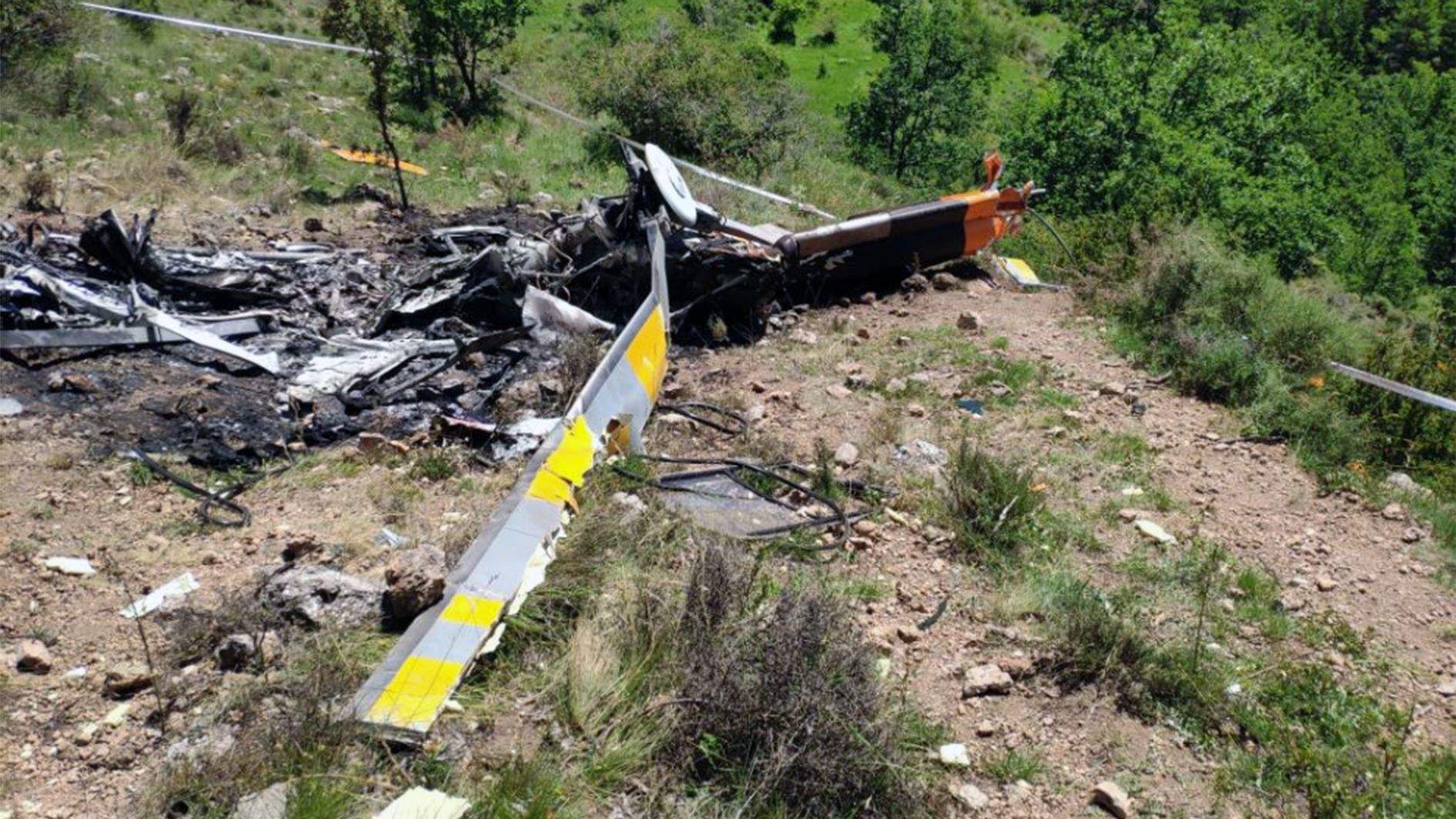 Estat en què va quedar l'helicòpter després de l'accident.