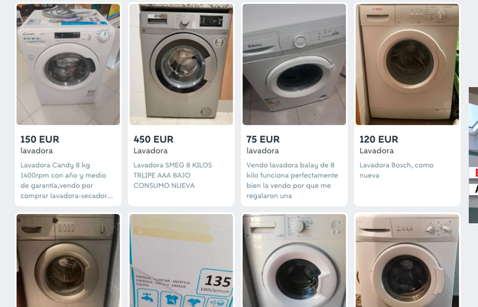 Rentadores de segona mà ofertades per Wallapop.