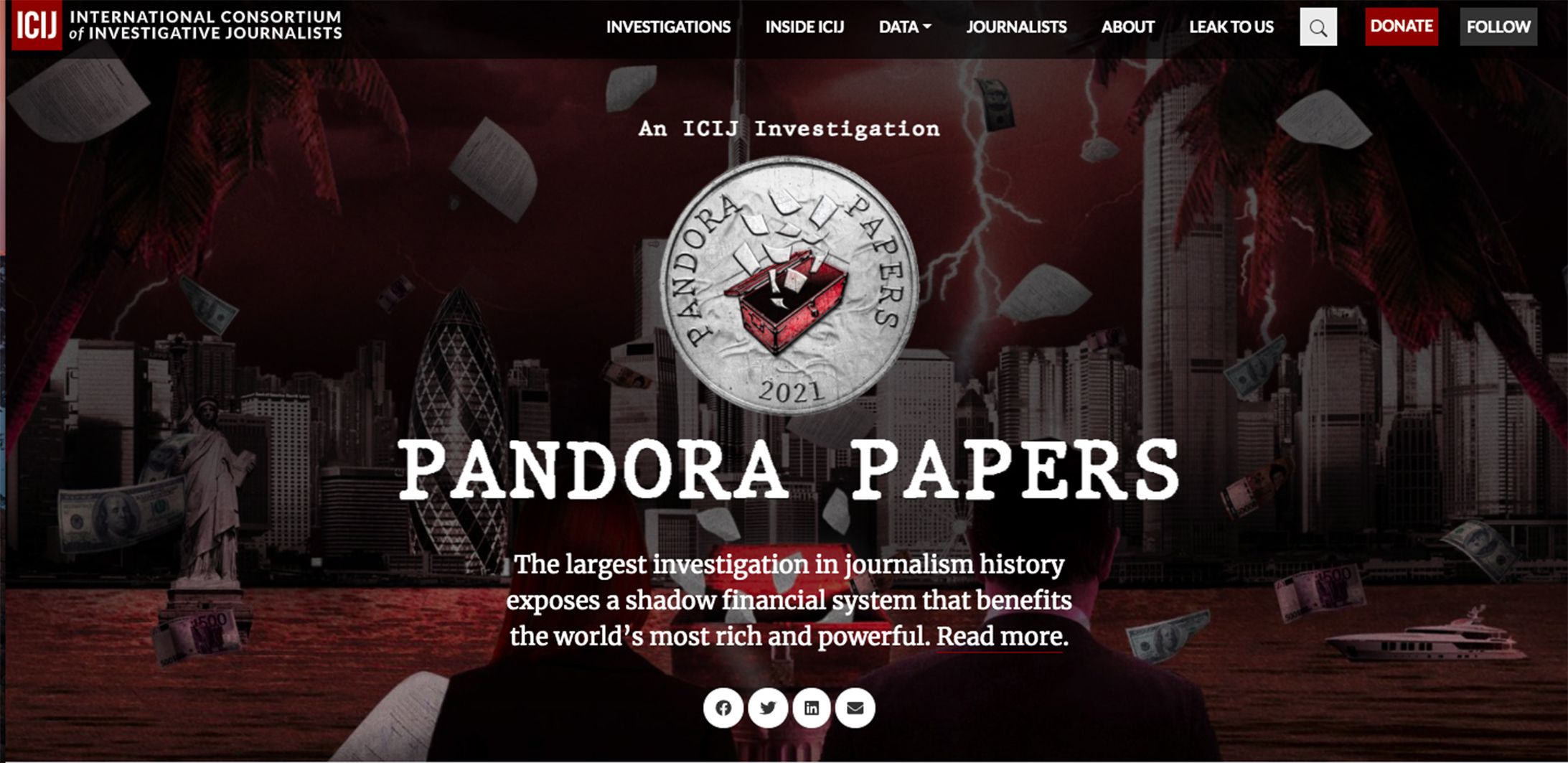 La caràtula de la pàgina web de la investigació periodística. La caràtula de la pàgina web de la investigació periodística.