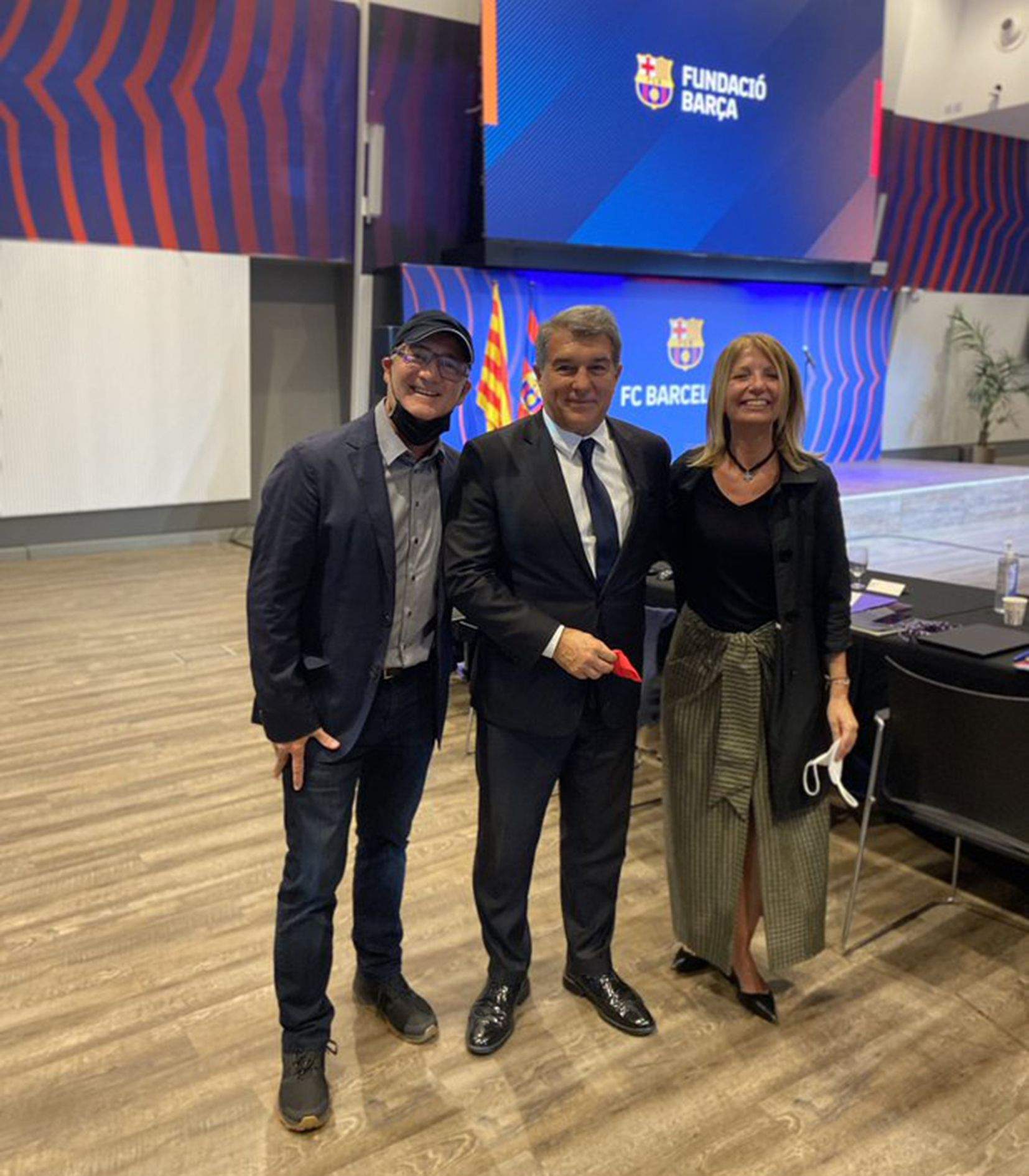 Alfons Godall, Joan Laporta i Inés Martí.