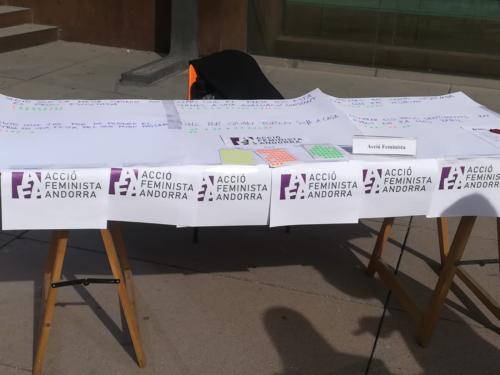 Una paradeta d'Acció Feminista.