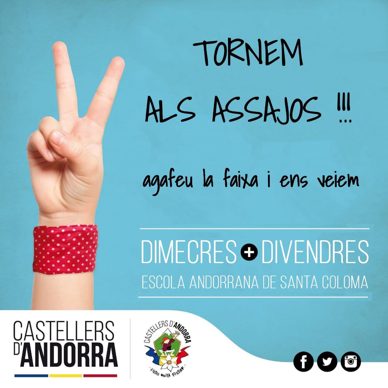 Cartell de la tornada dels castellers als assajos