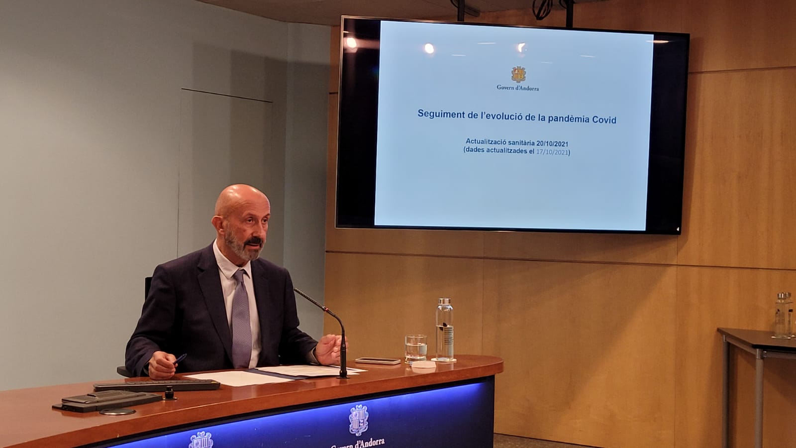 El ministre de Salut, Joan Martínez Benazet, a la roda de premsa d'avui.