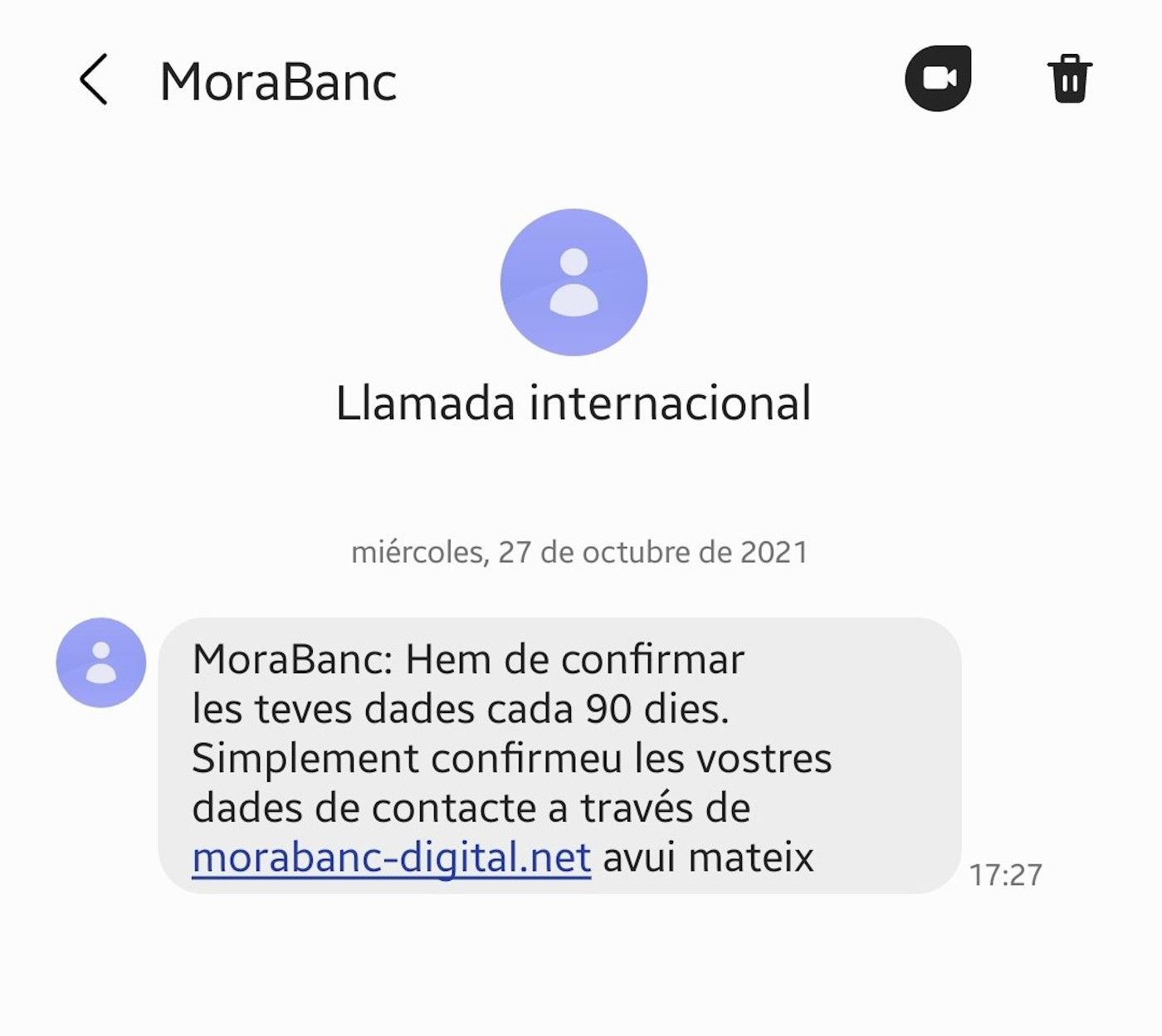 El missatge que estan rebent diverses persones.