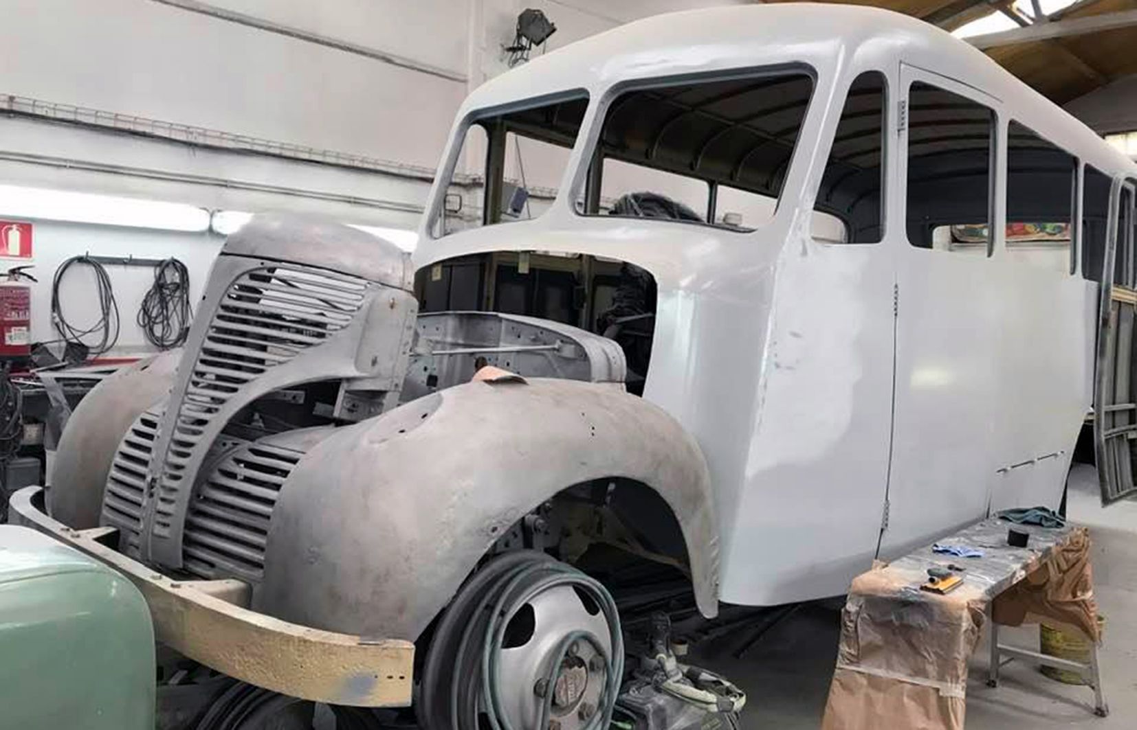 Una imatge del Fargo en plena restauració.