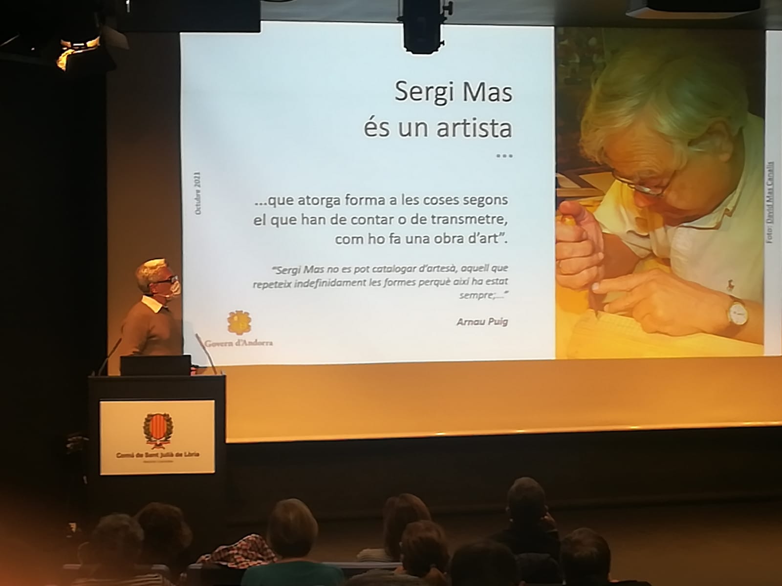 Manel Gibert durant la presentació de l'Itinerari Sergi Mas.