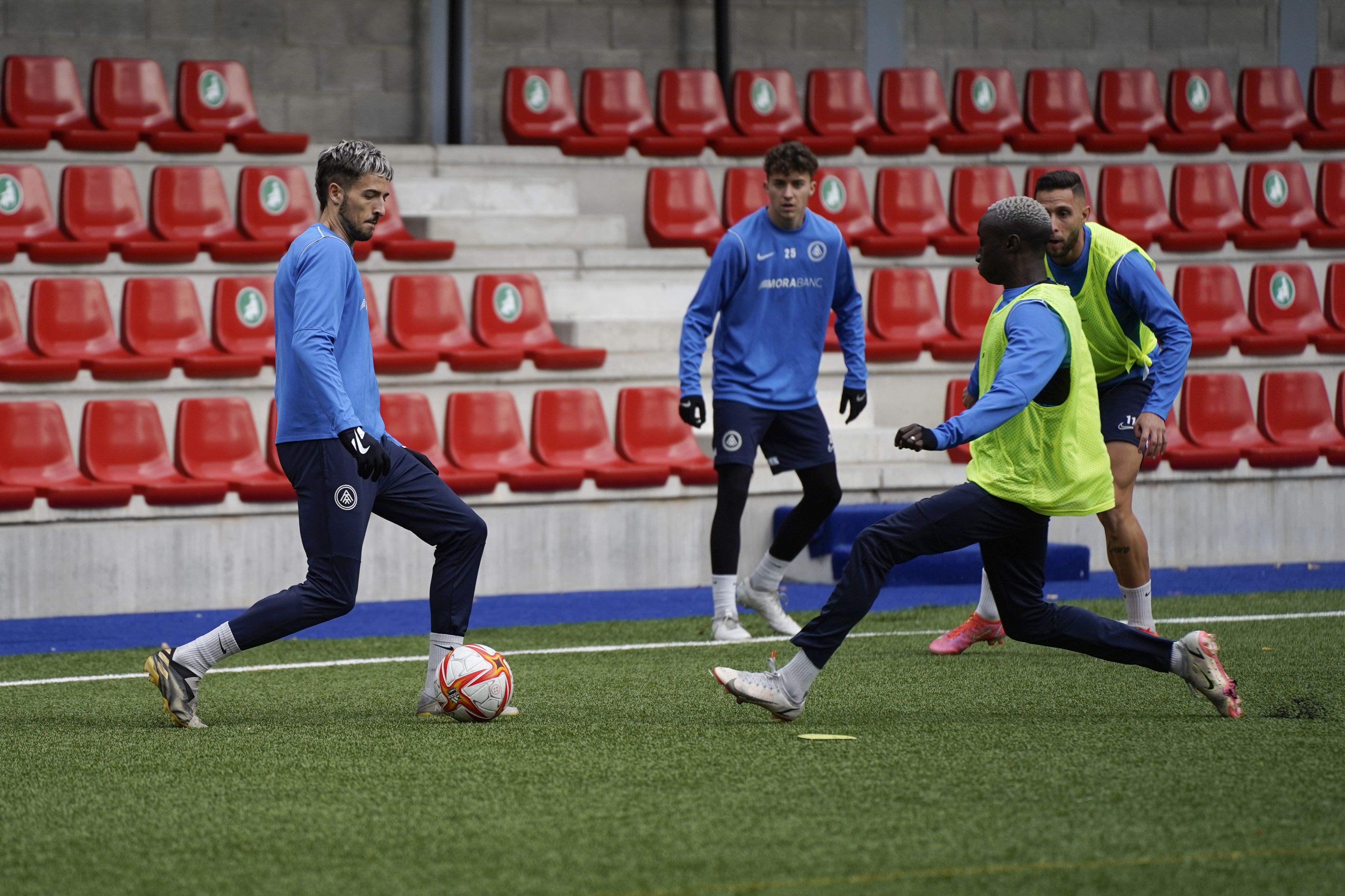 Un moment de l'entrenament d'aquest divendres, a la Massana.