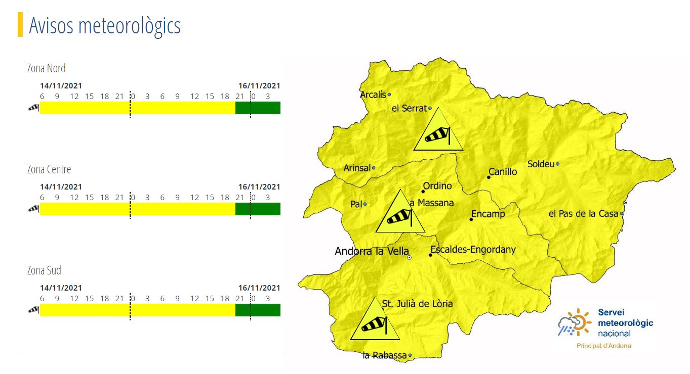 Avís meteorològic de diumenge, 14 de novembre.