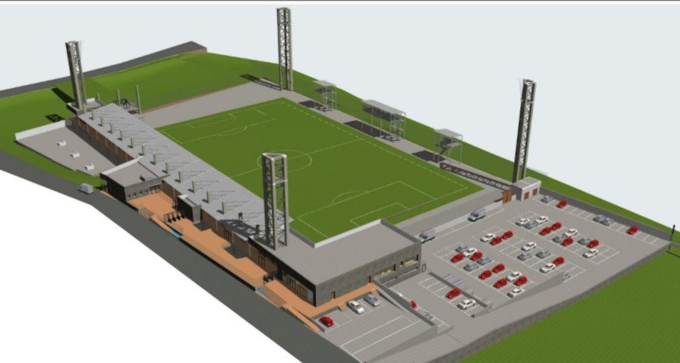 Representació de com serà el futur estadi de la FAF a Encamp.