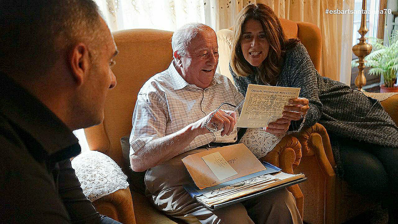 Tonet Albós amb la directora de Cultura del comú d'Escaldes-Engordany, Anna García.