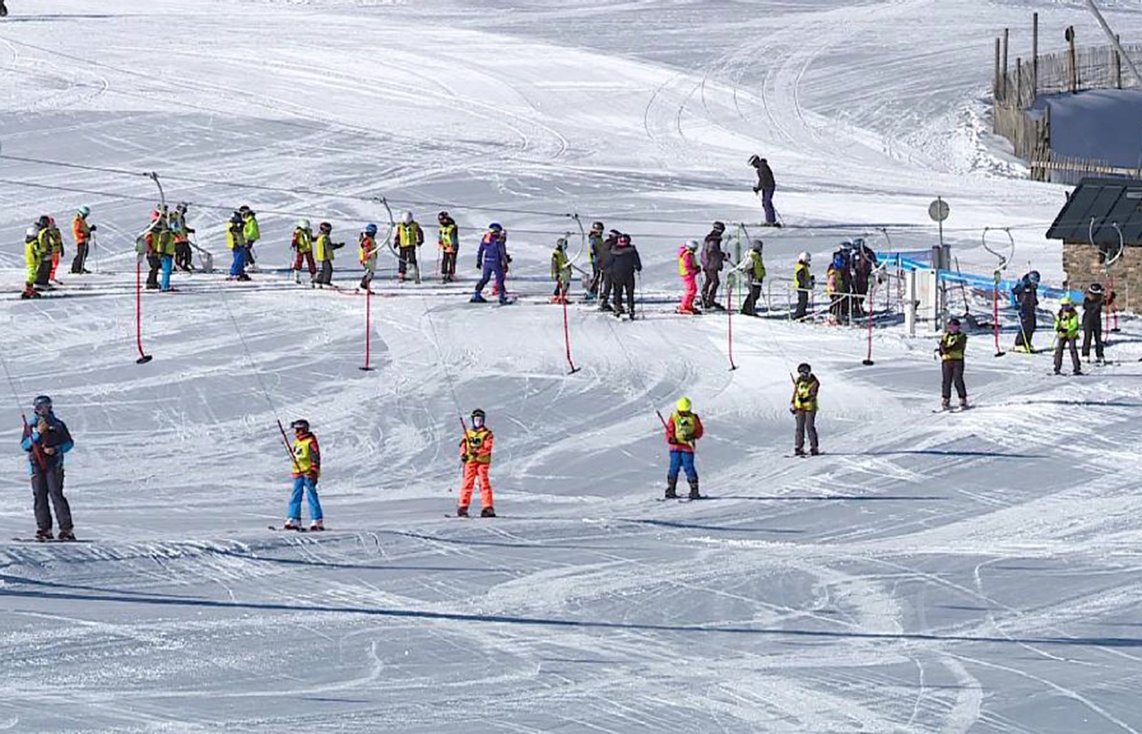 Infants durant una jornada d'esquí escolar.