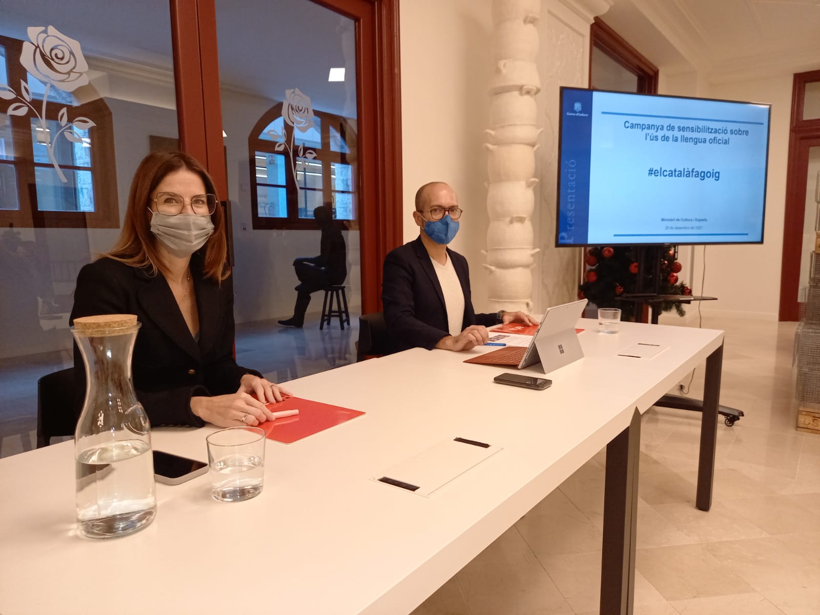 Riva i Sans, durant la presentació de la campanya.