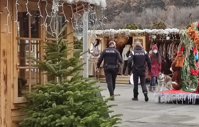 Dos agents cercant pel Poblet de Nadal.