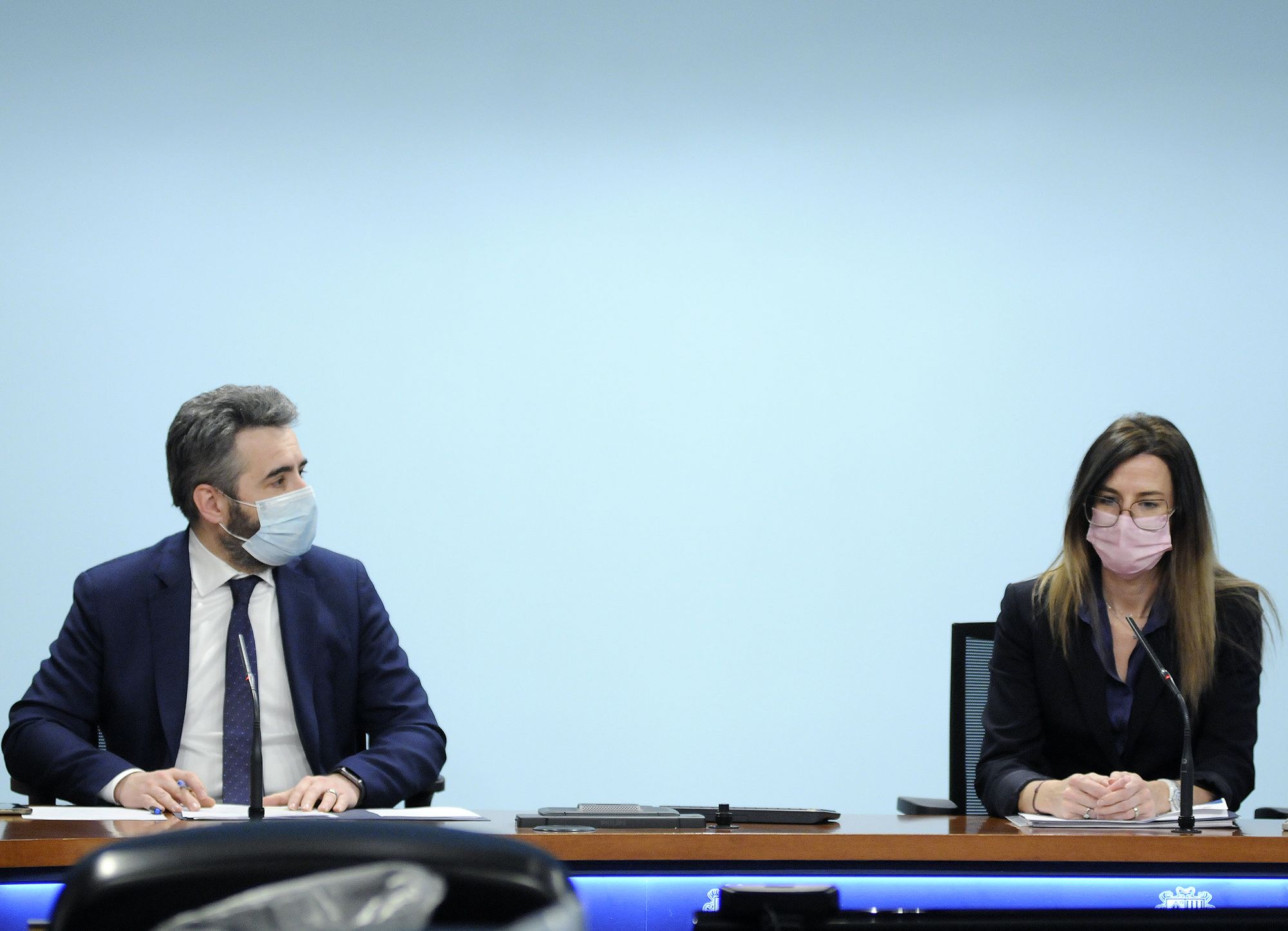 Eric Jover i Sílvia Riva en una compareixença conjunta.