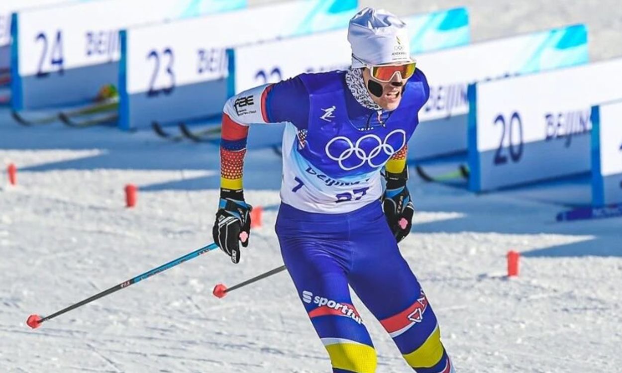 Irineu Esteve durant la cursa de skiathló.