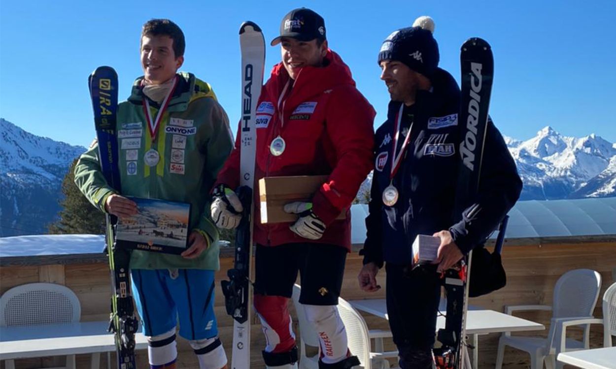 Roger Puig al podi a la SC de la Copa d'Europa Veysonnaz.