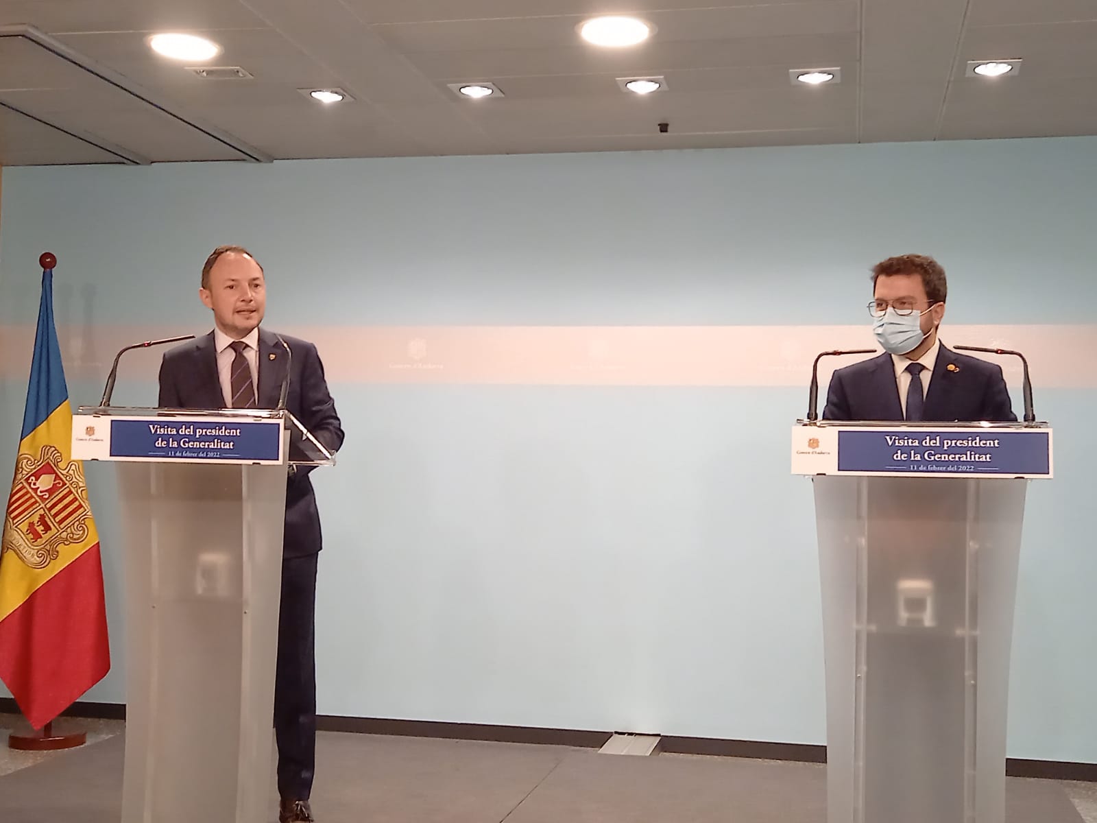 Espot i Aragonés, durant la compareixença davant els mitjans.